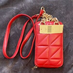 Chic Red Quilted Crossbody Bag with Gold Chain